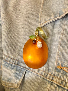 Pumpkin pin created from vintage soup spoon.