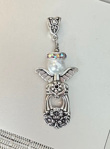 vintage spoon handle angel necklace