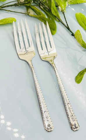 Hand Stamped Wedding Forks