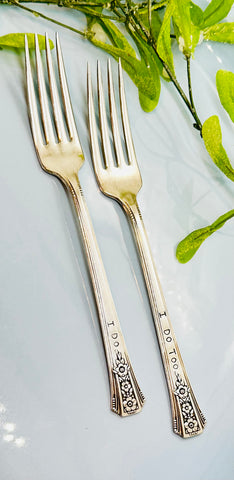 Hand Stamped Wedding Forks