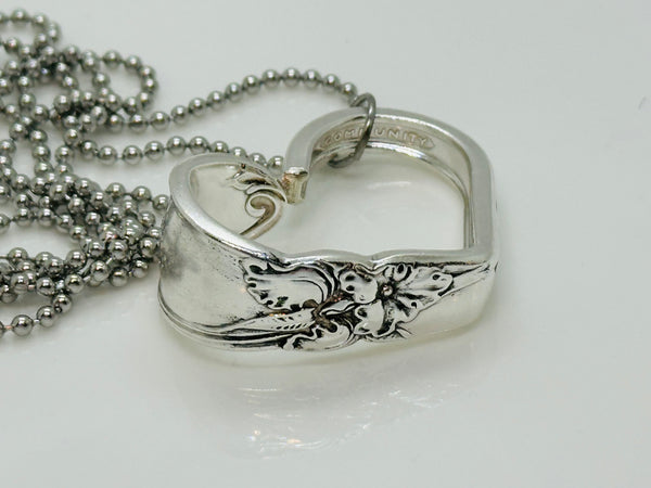 Vintage silver plated heart  White Orchid