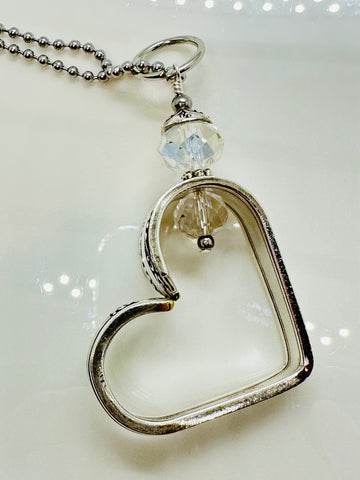 Vintage silver plated heart with pearls and crystals