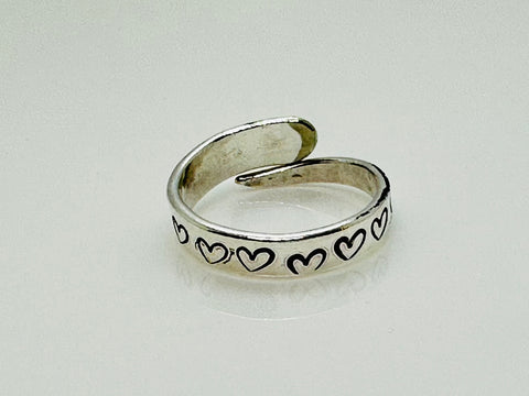 Hand stamped fork tine ring 6 ish