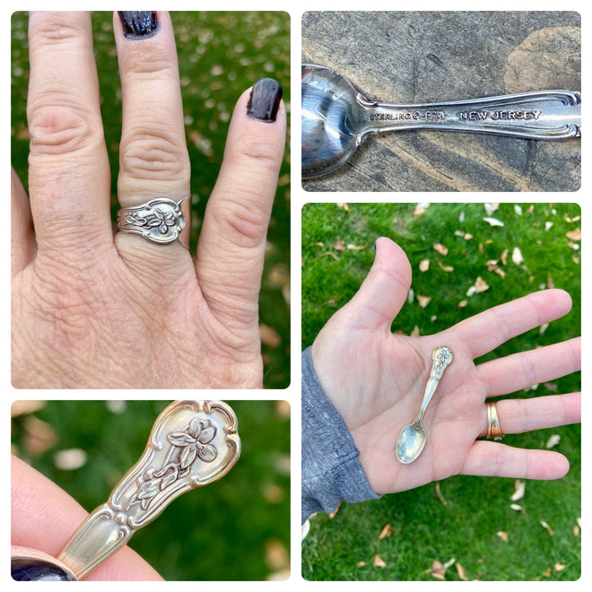 Sterling State Flower Spoon Rings