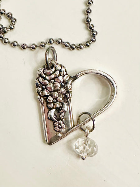 Open Heart Necklace Moss Rose