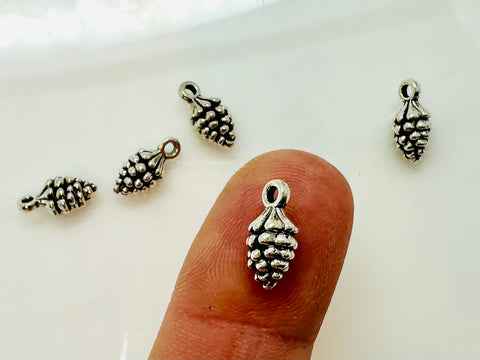 Silver Pinecone Charm