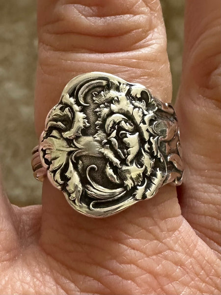 Sterling Silver Wallace "Carnation" spoon ring 1909