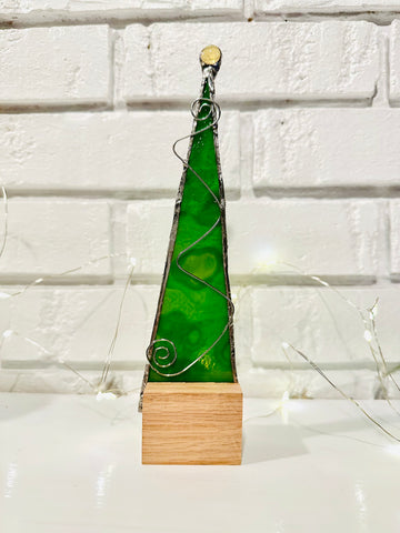 Stained Glass Christmas Tree spotty green