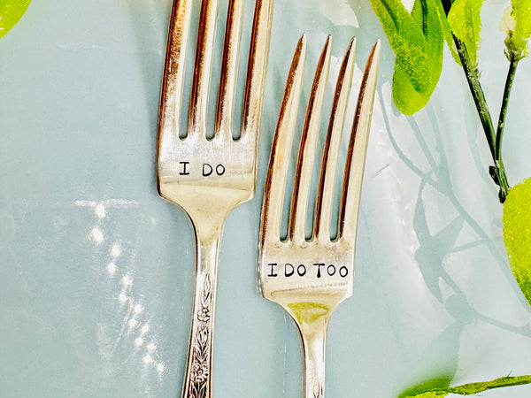 Hand Stamped Wedding Forks