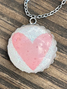 Hand drawn heart cabochon pendant