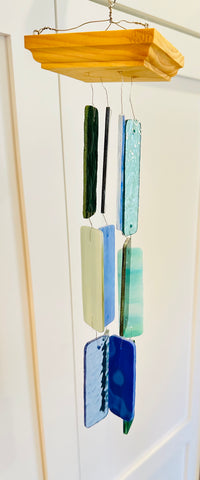 Stained Glass Wind Chime Blue Green