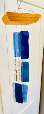 Stained Glass Wind Chime Blues