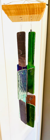 Stained Glass Wind Chime Blues Green Purple