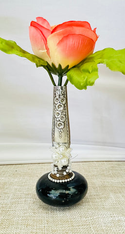 Door Knob Vase pearls and rhinestones
