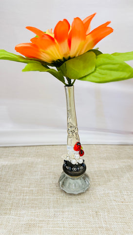 Door Knob Vase pearls and rhinestones W/ ladybugs