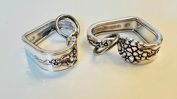 Vintage silver plated heart - Moss Rose