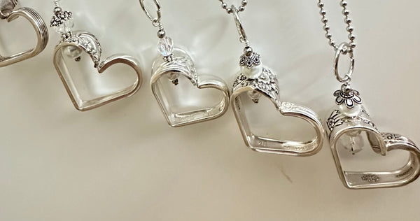 Vintage silver plated heart with  crystals Del Mar